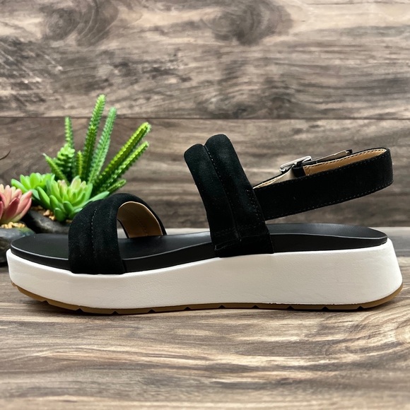 NIB UGG Lynnden Slingback Strappy Platform Sandal Black Suede 9 40 - Picture 4 of 12
